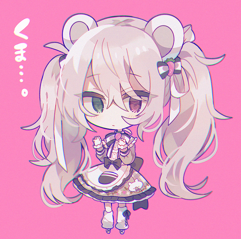 hatsune miku 1girl solo heterochromia twintails pink background long hair animal ears  illustration images