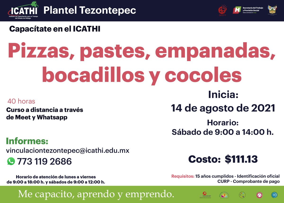 icathi's tweet photo. Para que #emprendas tu propio #negocio, tenemos estas opciones de #capacitación #ADistancia. Solicita información e inscríbete llamando al número o escribiendo al correo electrónico que aparecen aquí 👇 Te compartimos los requisitos:✍️ https://t.co/v8TSAFTxVX