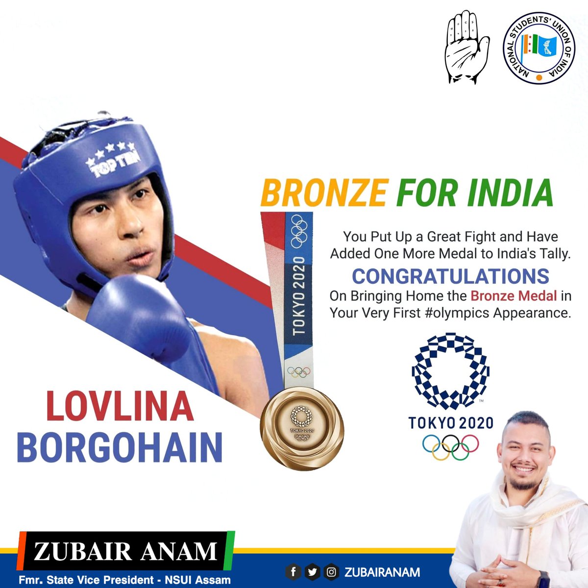 Congratulations to boxer @LovlinaBorgohai on winning the bronze medal at the Olympics. The nation is proud of your achievement 🇮🇳👏👏 My best wishes !