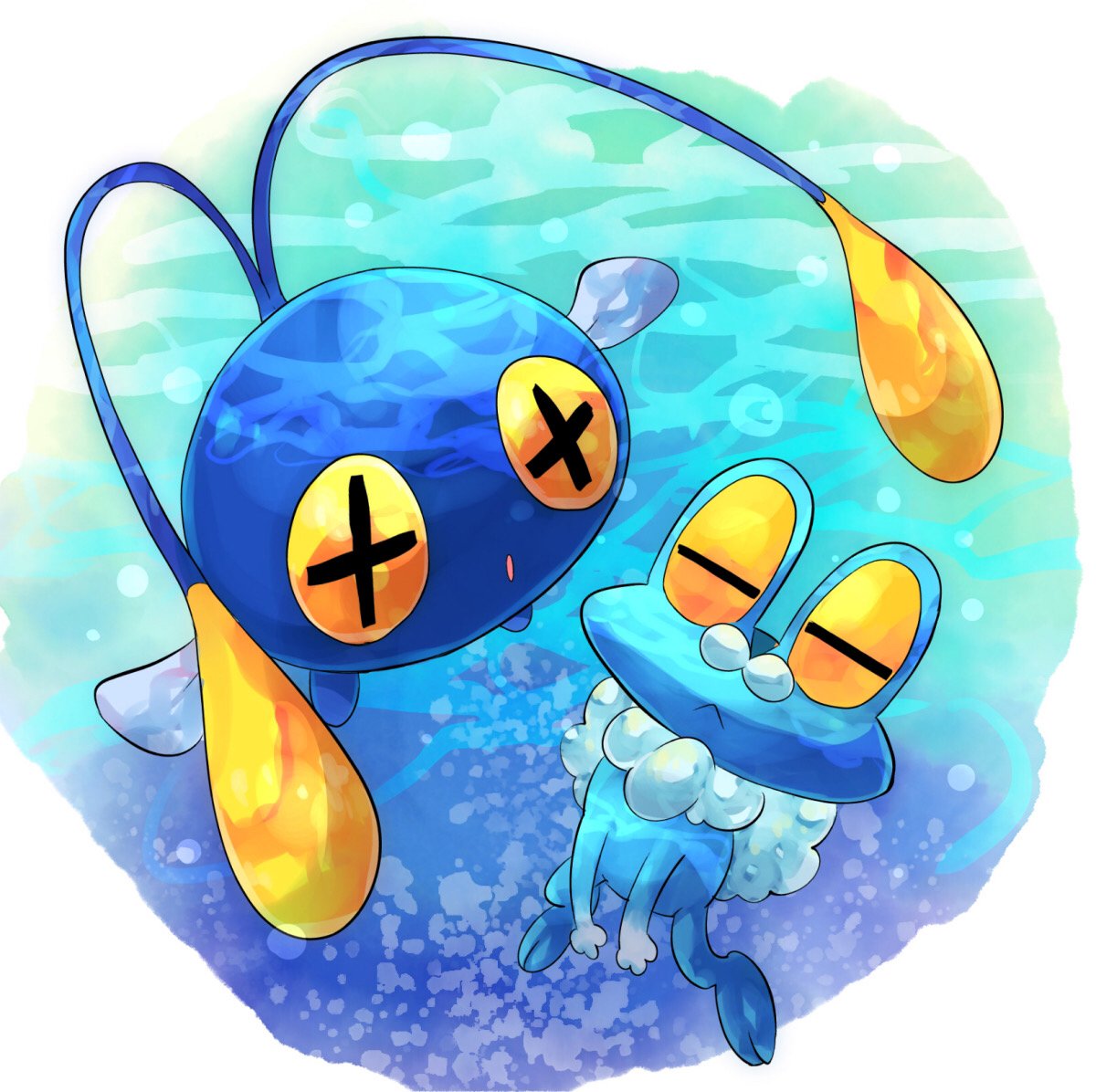 pokemon (creature) no humans bubble :< underwater closed mouth yellow eyes  illustration images