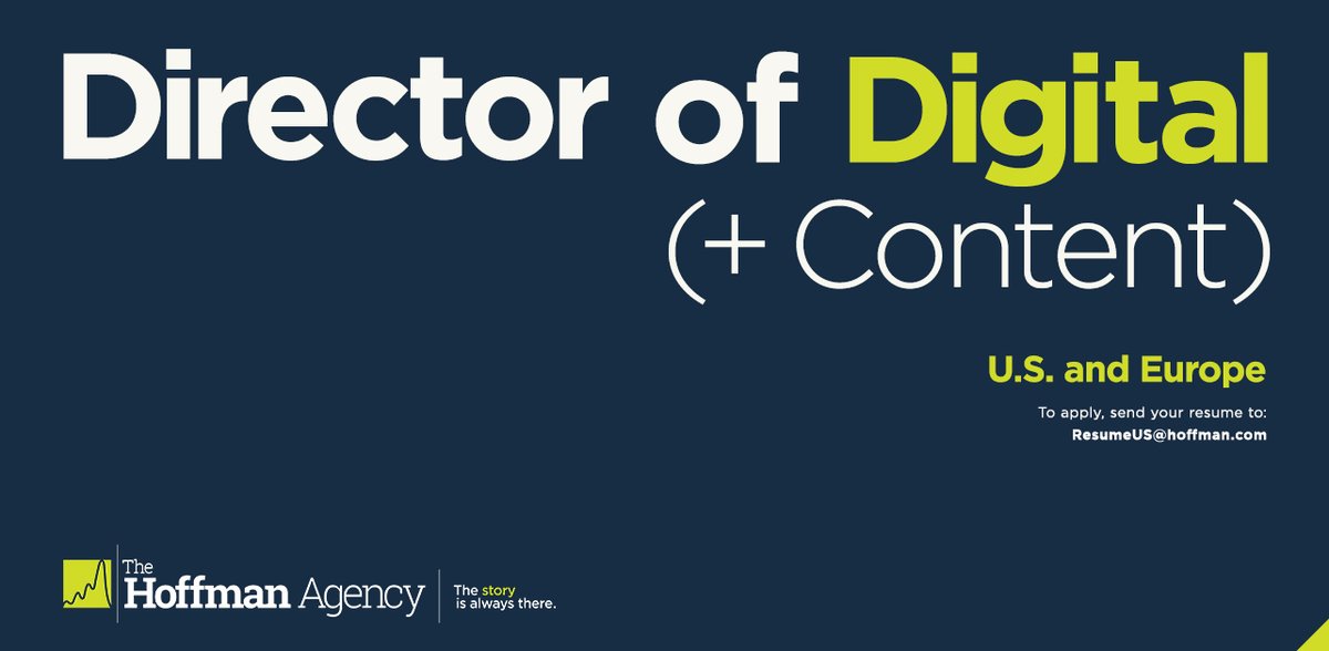 We’re in search of a Director of Digital (+Content), leading our U.S. &amp; Europe teams. If you have a knack for crafting creative digital campaigns &amp; following the latest digital marketing trends, this may be the perfect fit. View the full job description: bit.ly/374aEPc