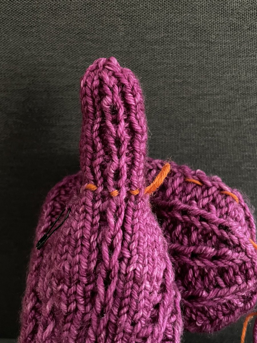 bronwyndp's tweet photo. Aw, shucks. Thanks. 
I’m a sucker for shawls and cowls, but I’m thinking towards fall right now. Current mitten design in progress. https://t.co/5D2q7tny9N