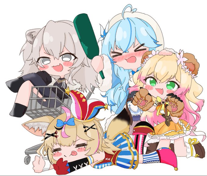 桃鈴ねね ,尾丸ポルカ ,獅白ぼたん ,雪花ラミィ 「#ねぽらぼ #ししらー