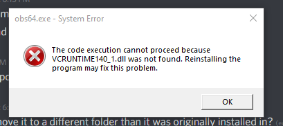 Vcruntime140 1 Dll And Msvcp140 1 Dll Missing Obs Forums