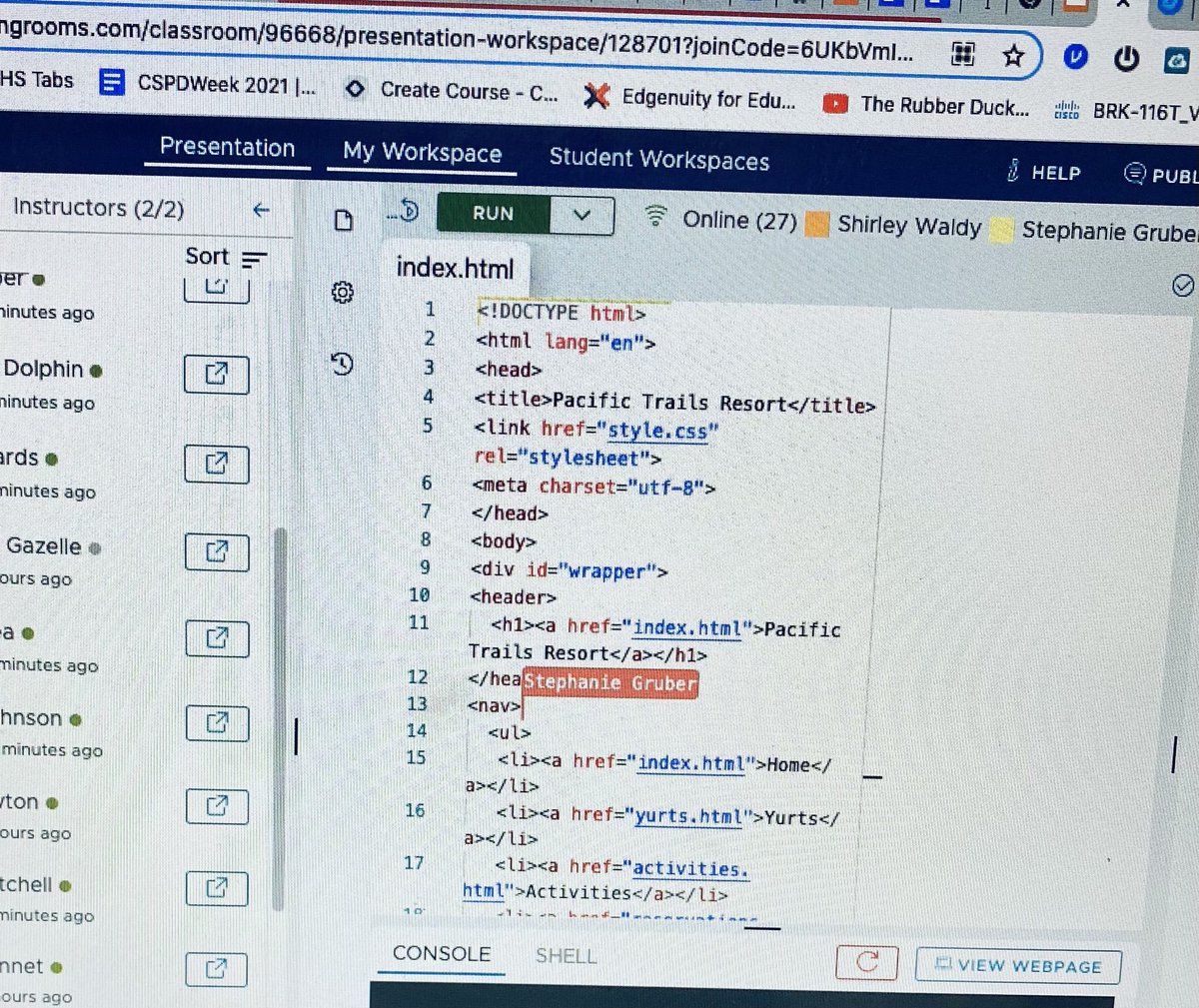 ShirleyWaldy's tweet photo. When you are in education what better way to give back than to serve other educators! Loved co-hosting this week to help teachers help our students across SC! We used Coding Rooms to teach HTML, CSS and JavaScript. #CSPDWeekSC #CSforSC #CSConnects @LowCountryCsta https://t.co/d8HlAptNRQ