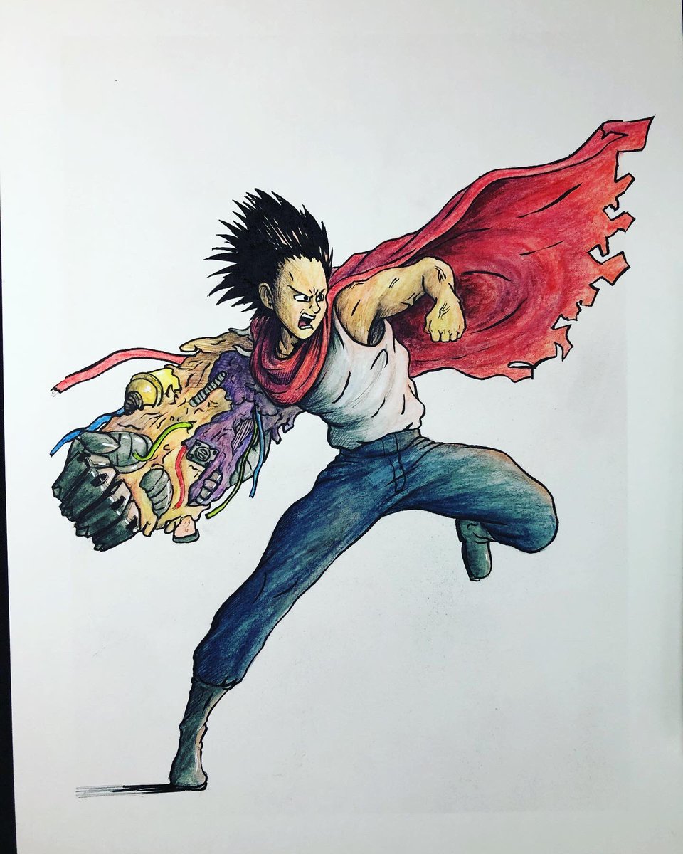 Vorundor's tweet photo. I did a thing again! 👀 #akira #inktense https://t.co/z6vG1ZE0ml