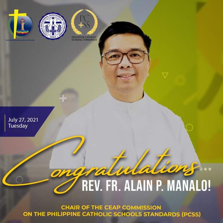 SAS_Mendez's tweet photo. Congratulations to our dear Superintendent, Rev. Fr. Alain P. Manalo, for being re-appointed as Chair of CEAP Commission on the Philippine Catholic Schools Standards (PCSS).
Read more at: 
https://t.co/sOTodsrMAY https://t.co/u9VCUtLJn9