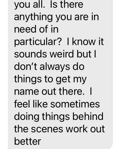 ChiefSmoke10's tweet photo. Got this text today. The person wasnโt even sure it was the right cell #. But, he wanted to help our kids & ๐ program. Great example of helping others. Thankful I live/coach in a town that loves kids & loves ๐!
#SmallTownHS๐
#FridayNightLights
#KyHs๐ https://t.co/8lETD4VvWT