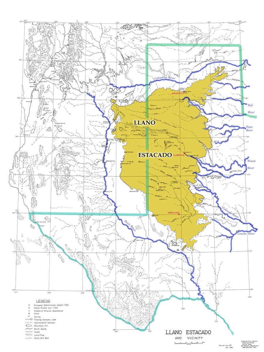 In the 1540s when Coronado crossed thee endless plains in search of gold, he thought he might get lost. So he had his men drive stakes into the ground to mark the way. To this day, this area is known as the Staked Plains, or the 'Llano Estacado,' as it is called in Spanish.