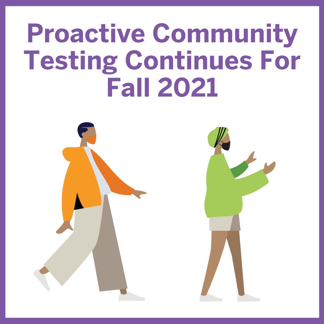 Proactive Community Testing (PCT) will continue to provide free, asymptomatic COVID-19 testing for the University of Texas community for the Fall 2021 semester. Learn more about PCT and how to get tested on-campus at bit.ly/HHPCT.
