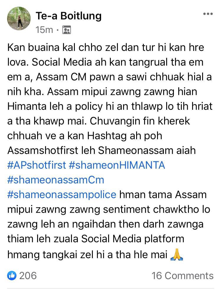 ChawngthuFaki's tweet photo. Please theh darh this #ShameOnHimantaBiswa #shameonassamcm https://t.co/FETqrWBBL6