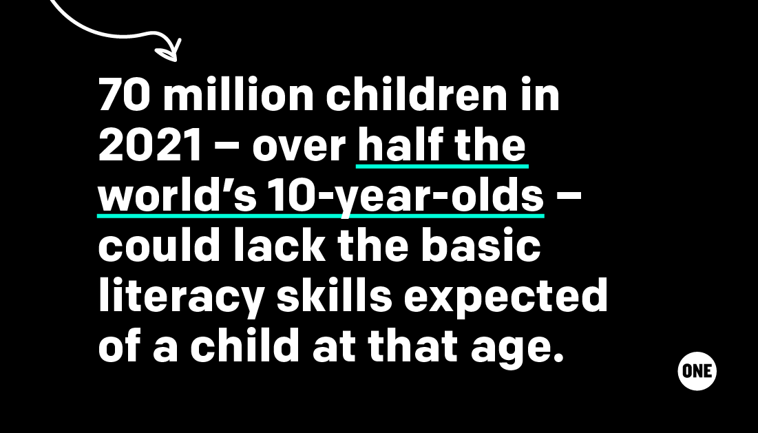ONECampaign's tweet photo. The #LostPotentialTracker shows that every day, over 193,000 10-year-olds do not gain basic literacy skills. That’s 70 million children — or more than half of the world’s 10-year-olds — potentially affected by the end of 2021. @save_children #LearningForAll #GES2021 https://t.co/cfXCQ2aDF4
