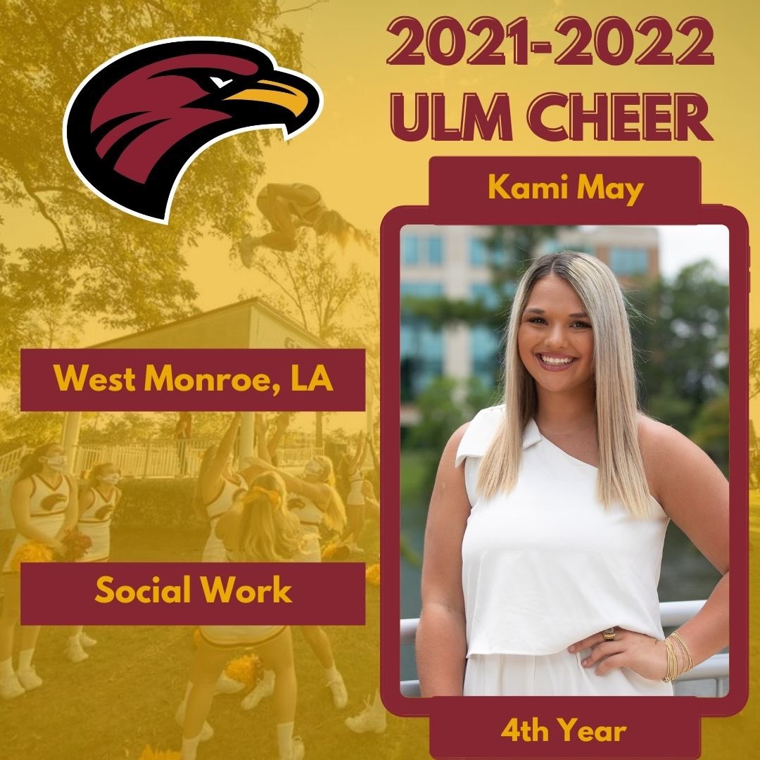 Kami May is up next for our intros!!! She is a fourth year main base. #RushULMCheer