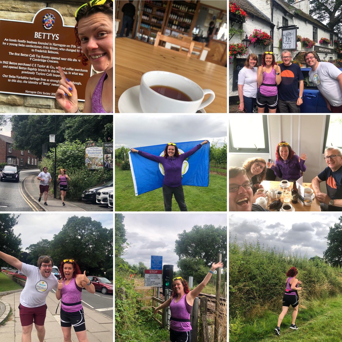 NatJackson52's tweet photo. #RunningYorkshire Day 3 ✅ 

Harrogate to Kirk Hammerton via Knaresborough. @timb_89 joined me for a run then flew solo. 

Finished with a visit to Yorkshire Heart vineyard to stock up on fizz for the finish 😉 

= 46 miles down, 50 to go 🥳

https://t.co/lPlnSWqI8s https://t.co/sDErjD7DxH