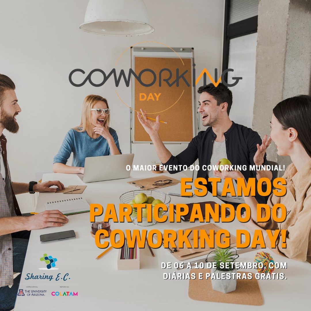 SharingEC's tweet photo. A maior festa do Coworking está de volta! E nós do Sharing E.C. não poderíamos estar de fora!
O evento acontecerá de 06 a 10 de setembro, e durante o evento você poderá utilizar diárias e assistir palestras de forma gratuita.

#sharingec #coworking #coworkingbr  #coworkingday https://t.co/qjFcdyqVlm