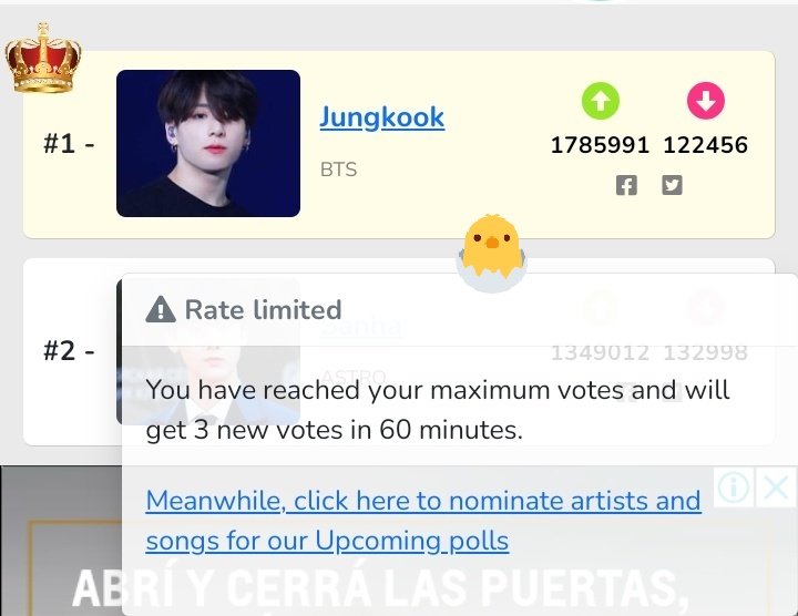 recuerden votar en king choice por jungkook, pueden dar 3 votos por hora !!

🔗: kingchoice.me/best-kpop-makn…