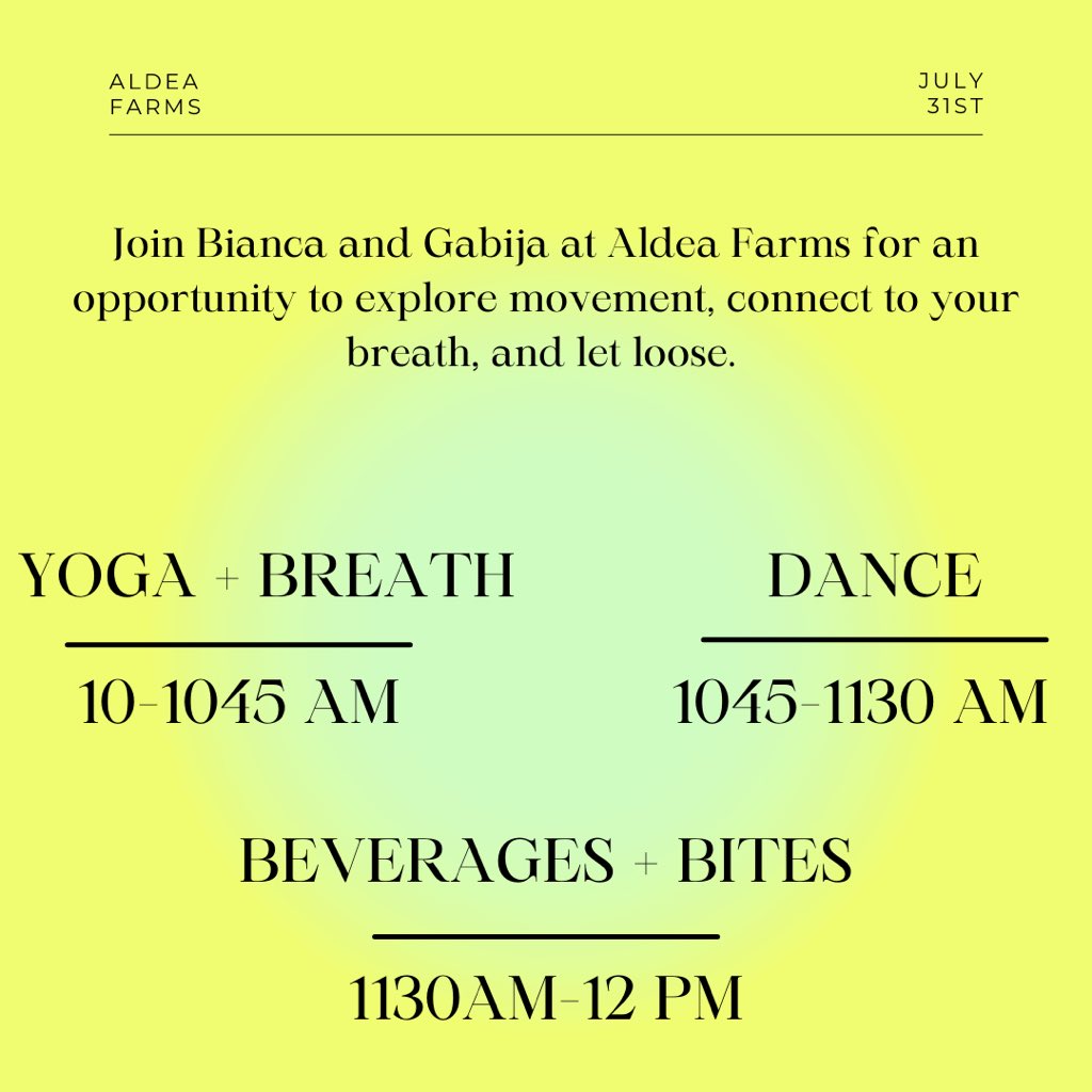 Come join us!
This Saturday! Breath Movement Dance! Welcome movers of all genders, races, shapes and sizes.
More info instagram.com/aldeafarms?utm…