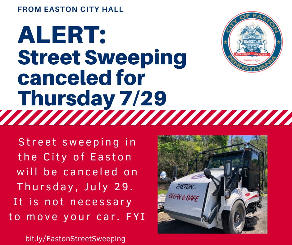 City of Easton PA Official on Twitter "Due to tomorrow's predicted inclement weather, street