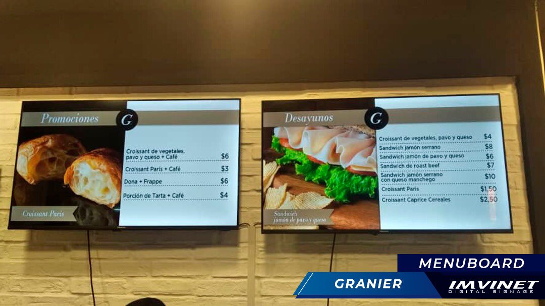 IMVINET's tweet image. Le damos una grata bienvenida a Granier @graniervzla que se une a los MENUBOARD de forma exitosa, con el fin de mantener actualizado su menú y precios en tiempo real, ofrecerles a sus clientes una vista previa de sus productos y servicios existentes. 
info@imvinet.com