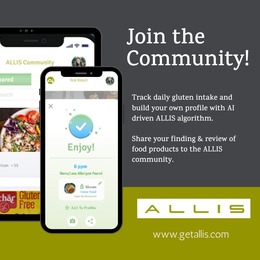 GetAllisSensor's tweet image. Stay tuned for the release of our ALLIS app in the coming months, where you'll be able to track your gluten intake, log test results, view community reviews, and more! What other features would you like to see in our ALLIS app?