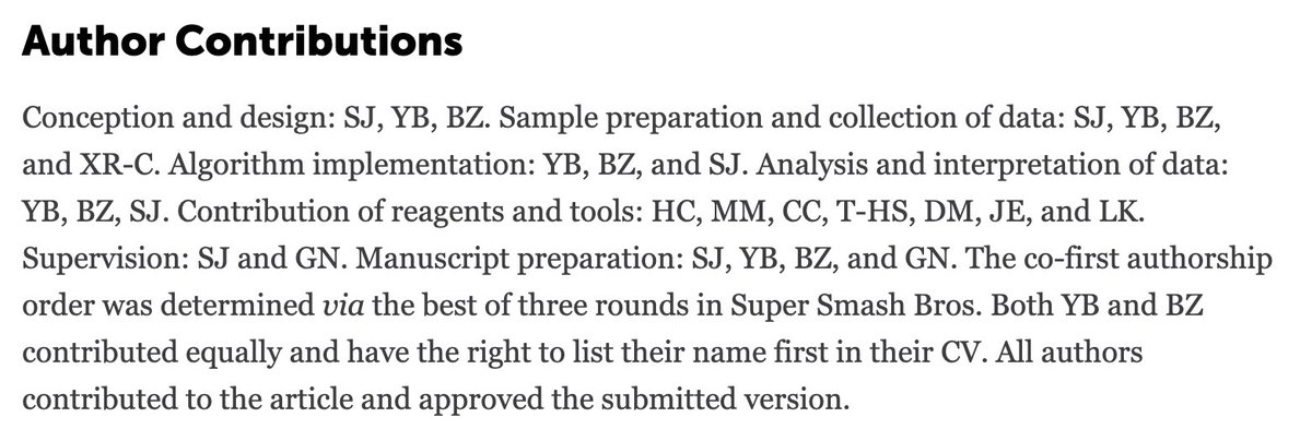 MujagicZlatan's tweet photo. An interesting article in @FrontiersIn #Immunology, but in particular an unconventional way to decide the order of co-first authorships! #supersmahbros
Talking about innovation in #science 😄💡

@nuru_noor1 @KlaassenT @AshkanRA @vVorstenbosch_R 

https://t.co/aOAkRZFFMF https://t.co/XK8s34NH2o