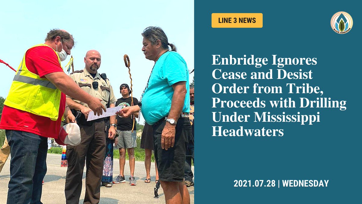 ⛔ BREAKING NEWS!!! ⛔
[July 28, 2021] Enbridge ignores cease and desist order issued by the White Earth Nation, moving forward with their pipeline drilling under the Mississppi headwaters.
#HonorTheTreaties #ProtectTheSacred #WaterIsLife #StopLine3