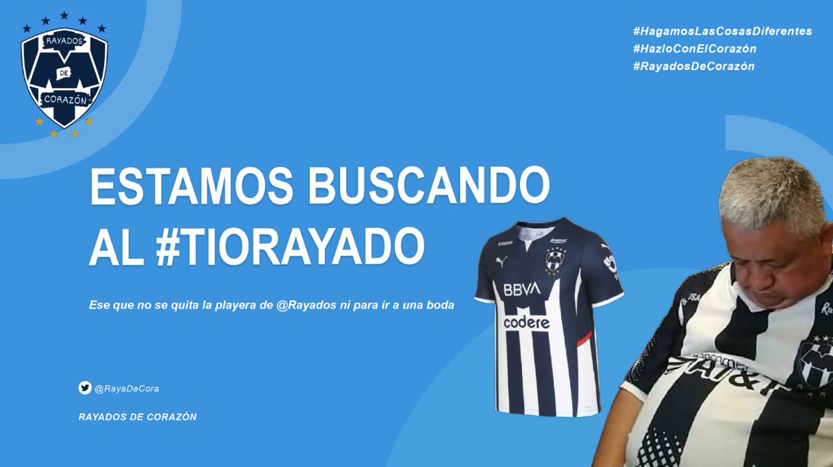RayaDeCora's tweet photo. • Dale Like y RT a está publicación.
• Sube una Foto o Video de tu tío mostrando su pasión y amor por los Rayados usando los # #RayadosDeCorazón
#TioRayado
• Las mejores Fotos y Videos avanzarán en una eliminatoria.
• Conoceremos al ganador el Viernes 6 de Agosto
👕🇫🇮🔵⚪💙🔥 https://t.co/tr5QUij1Bi