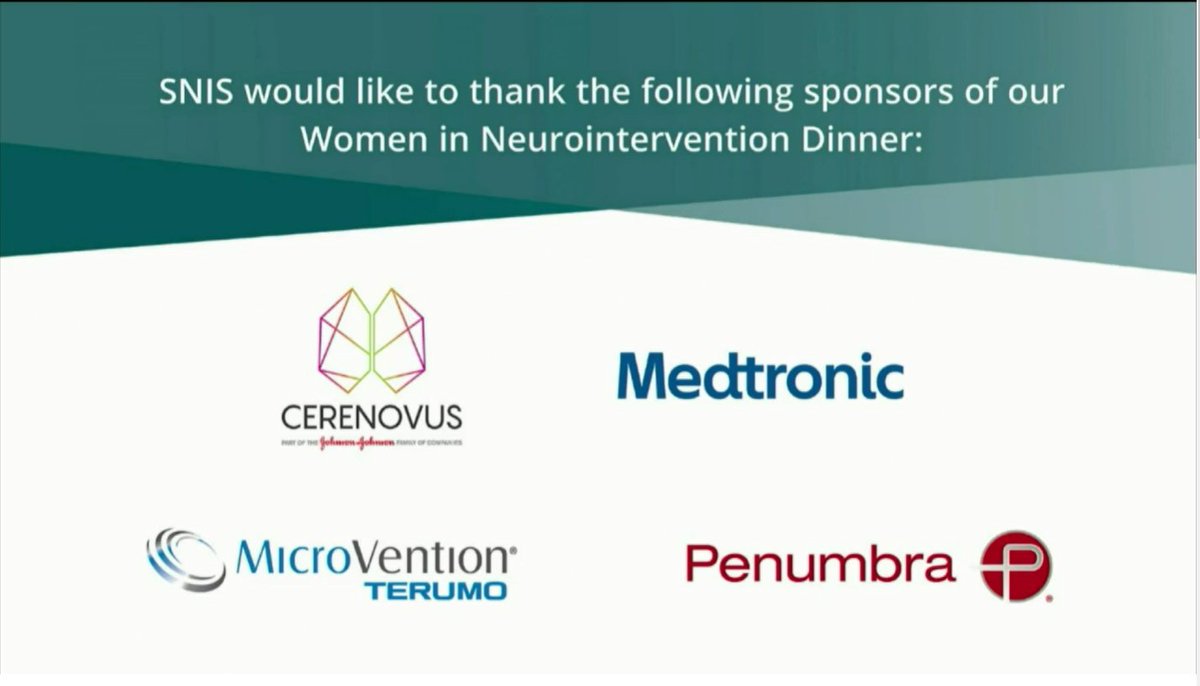 Huge thank you to our sponsors of tonight's Women in Neurointervention Dinner! #SNIS2021 @CERENOVUS_HQ <a href="/Medtronic/">Medtronic</a> @MV_Terumo <a href="/PenNeuro/">Penumbra Neuro</a>