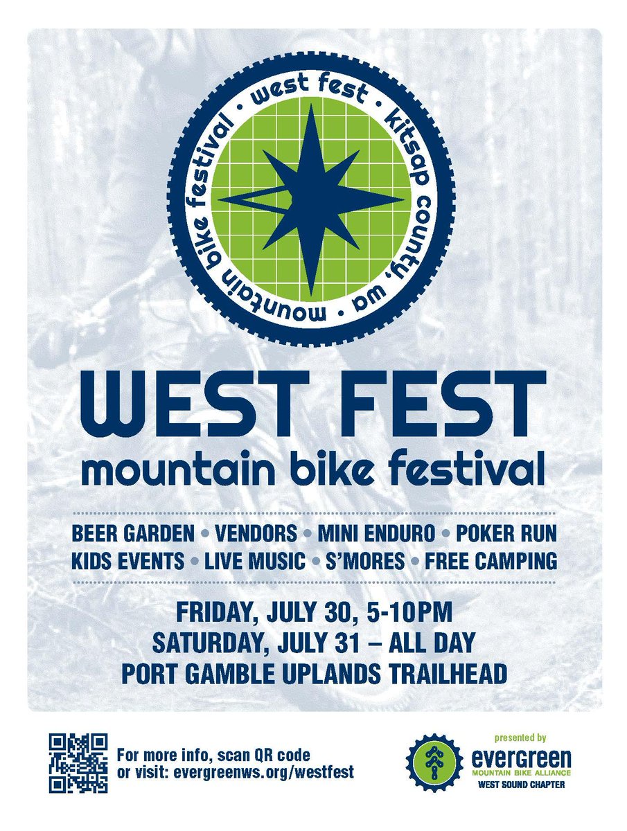 Join us at Evergreen West Sound's WEST FEST Mountain Bike Festival this weekend!  Bring the family, the camper, and of course - the bikes and join us for a weekend of bikes and beers!

More info at: evergreenmtb.org/calendar/event…