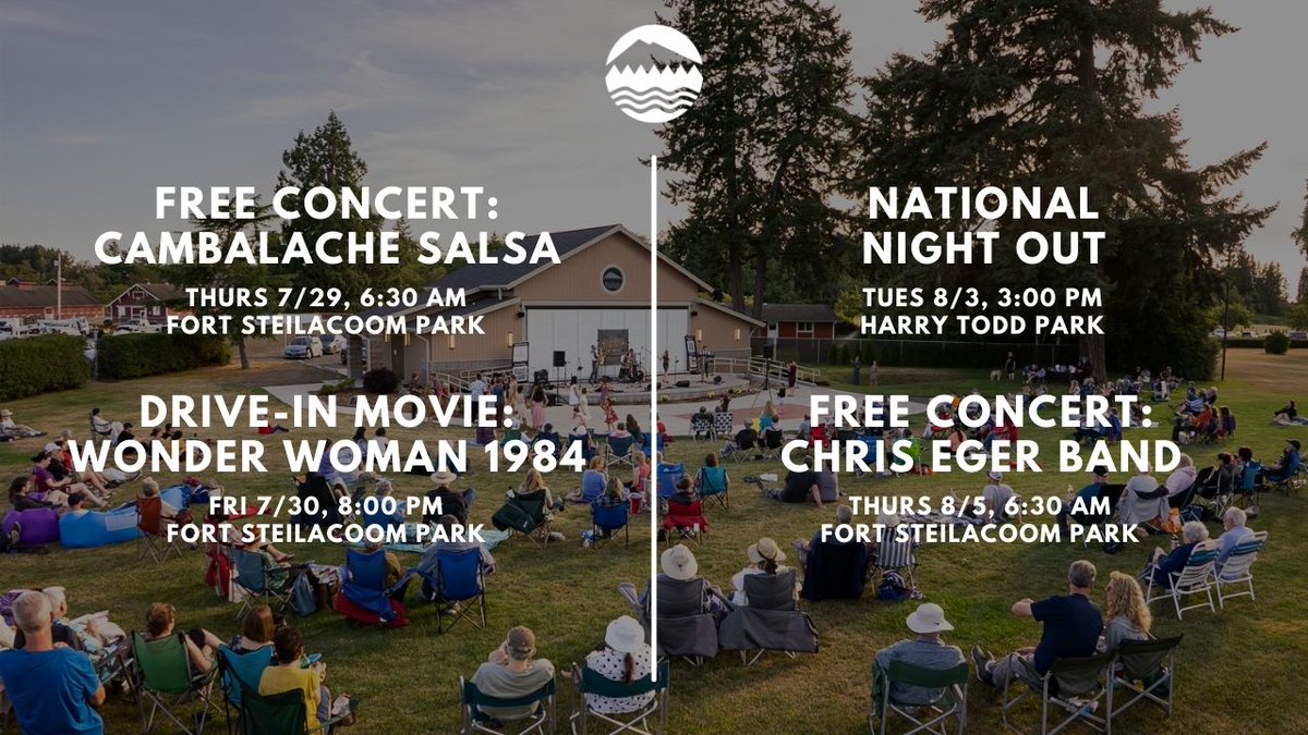 Upcoming Lakewood Events:

Our Summer Nights at the Pavilion Concerts play on Thursday nights through August, and our Drive-In Movies are back with a showing of Wonder Woman 1984.

National Night Out will be celebrated 8/3 at Harry Todd Park; come by for a free root beer float! https://t.co/gh5AyZxCNx