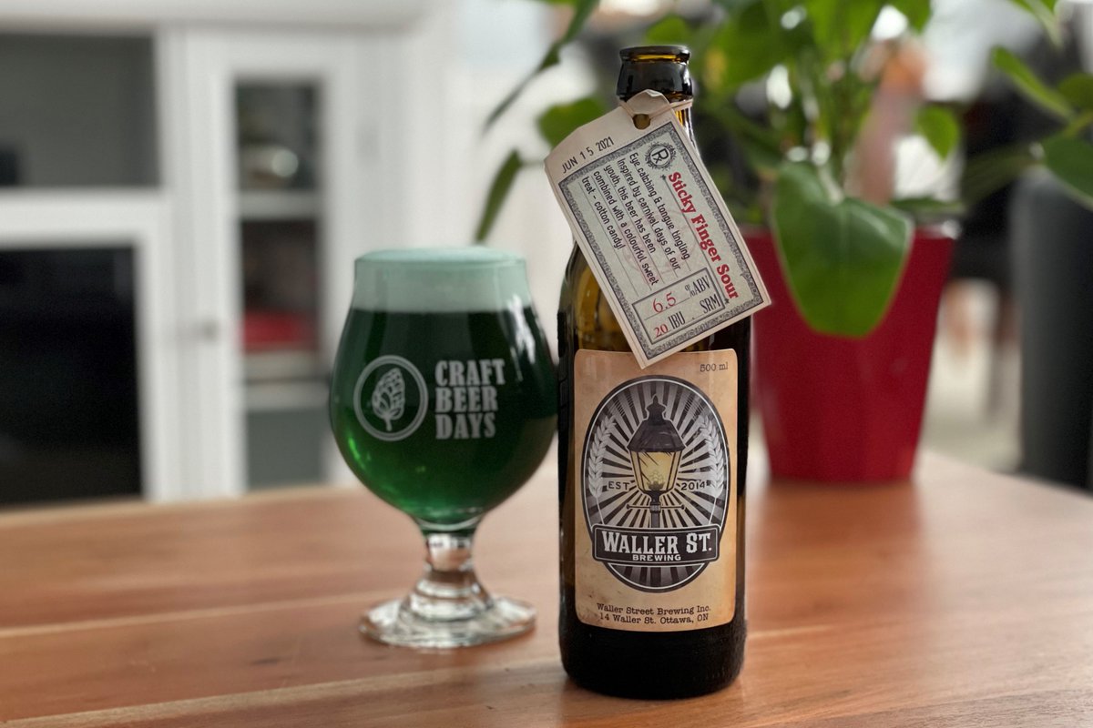 It’s not often I post a photo without a theme. But it’s also not often I drink a beer that looks like this! Sticky Finger Sour from <a href="/WallerStBrewing/">Waller St. Brewing</a> is brewed with cotton candy and pours a brilliant green. In terms of taste, it falls between shark gummies and sour jawbreakers.