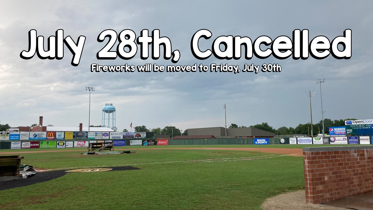 Today's game has been cancelled due to inclement weather. Our next game is the first game of the post season on Friday which will also include fireworks. We'll see you then! #clamsunderwater