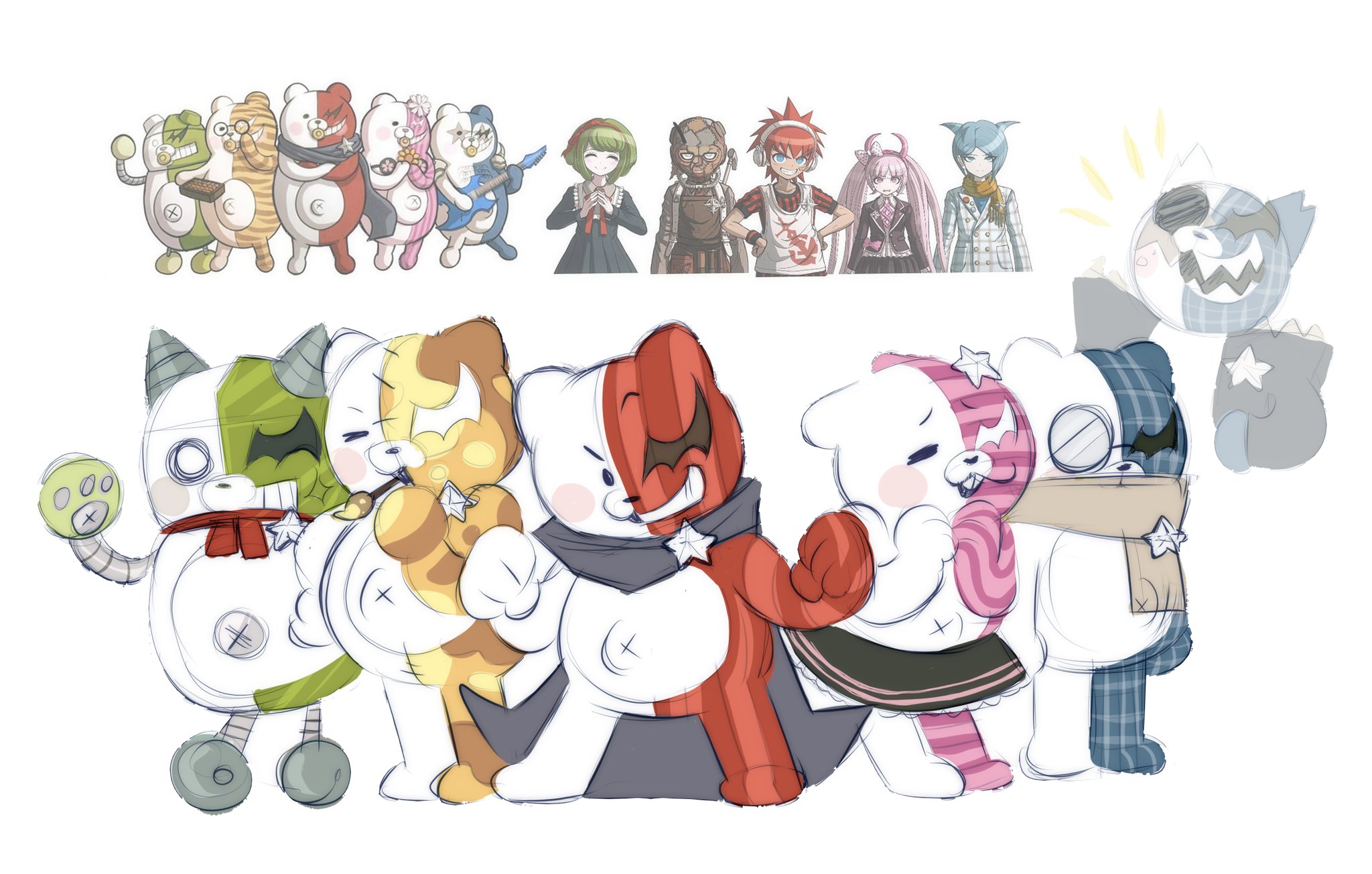 🕷️ C0mmissions OPEN 🕷️ on Twitter "// Danganronpa The Monokubs from