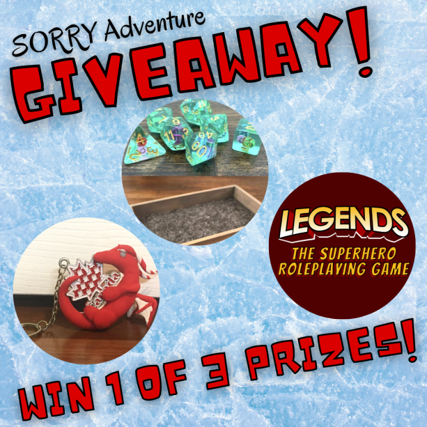 Want to win some sweet Adventure Dice merch and other tabletop gaming goodies? Enter the #SORRYAdventures Giveaway!

Winners will be selected on August 5th! Enter at: woorise.com/sorryadventure…
