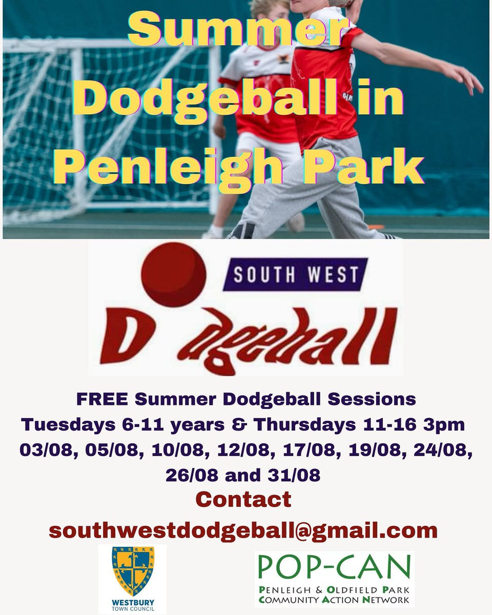 Looking forward to our summer dodgeball in #Westbury starting next week. Please RT 

<a href="/WBLeighSch/">Westbury Leigh Church of England Primary School</a> <a href="/GMorrisonCEM/">Westbury & Warminster Community Engagement Manager</a> <a href="/WestburyWTC/">Westbury Town Council</a> <a href="/WestburyJuniors/">Westbury CE Junior School</a> <a href="/Bath_Wilt_P/">Bath & Wilts Parent</a> <a href="/BBCWiltshire/">BBC Wiltshire</a> @WiltsSport <a href="/wwsgo/">West Wilts SGO</a>