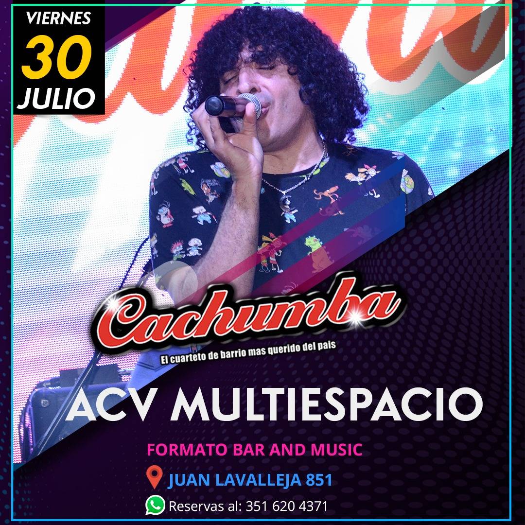 cachumbaweb's tweet photo. 🍾Volvemos al ACV
📅Viernes 30/07 
👉ACV Multiespacio
🧭Dirección: Lavalleja 851
📱Reservas: 3516 204371
.
.
.
.
.
.
.
#Cachumba #CuartetodeBarrio #Cuarteto #Cordoba #TurcoOliva https://t.co/era7ueX22M