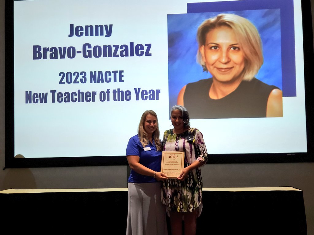 Congrats @JennyBravoGonz4 @MojaveCulinary @TheMojaveHigh for winning the @NvActe New Teacher of the Year! @ClarkCountySch #NACTE21 #NVACTE21 #CareerTechEd #IAEDinCTE #STEM