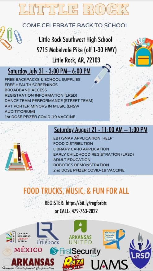 Check out this community event happening this Saturday at Southwest High School in LR! Bring your family to have some fun and to receive information on the many resources available to you!

#ARKidsRead #WeREADTogether