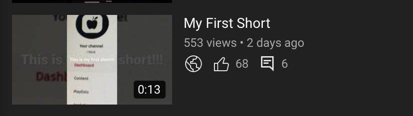 iNick_apple's tweet photo. This is crazy!!!! 553 views on my first short #youtube #youtubeshort #YouTubeShorts https://t.co/fXwz1PDkce