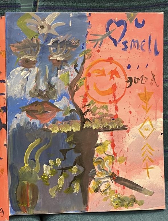 cxix19's tweet photo. Went to a @partynpaint for my birthday, got licked, vibed w everyone there and left w a painting so abstract I couldn’t tell you wtf was going on https://t.co/UXeJ7wygND