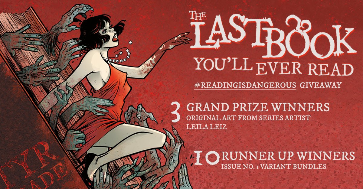 thevaultcomics's tweet image. Hyped for The Last Book You'll Ever Read #1? We certainly are, and oh look at that, it's giveaway o'clock 👀 😈 Enter our #ReadingIsDangerous giveaway for a chance to win Original Art and Variant Cover Bundles! 🔥bit.ly/3j1LHcI