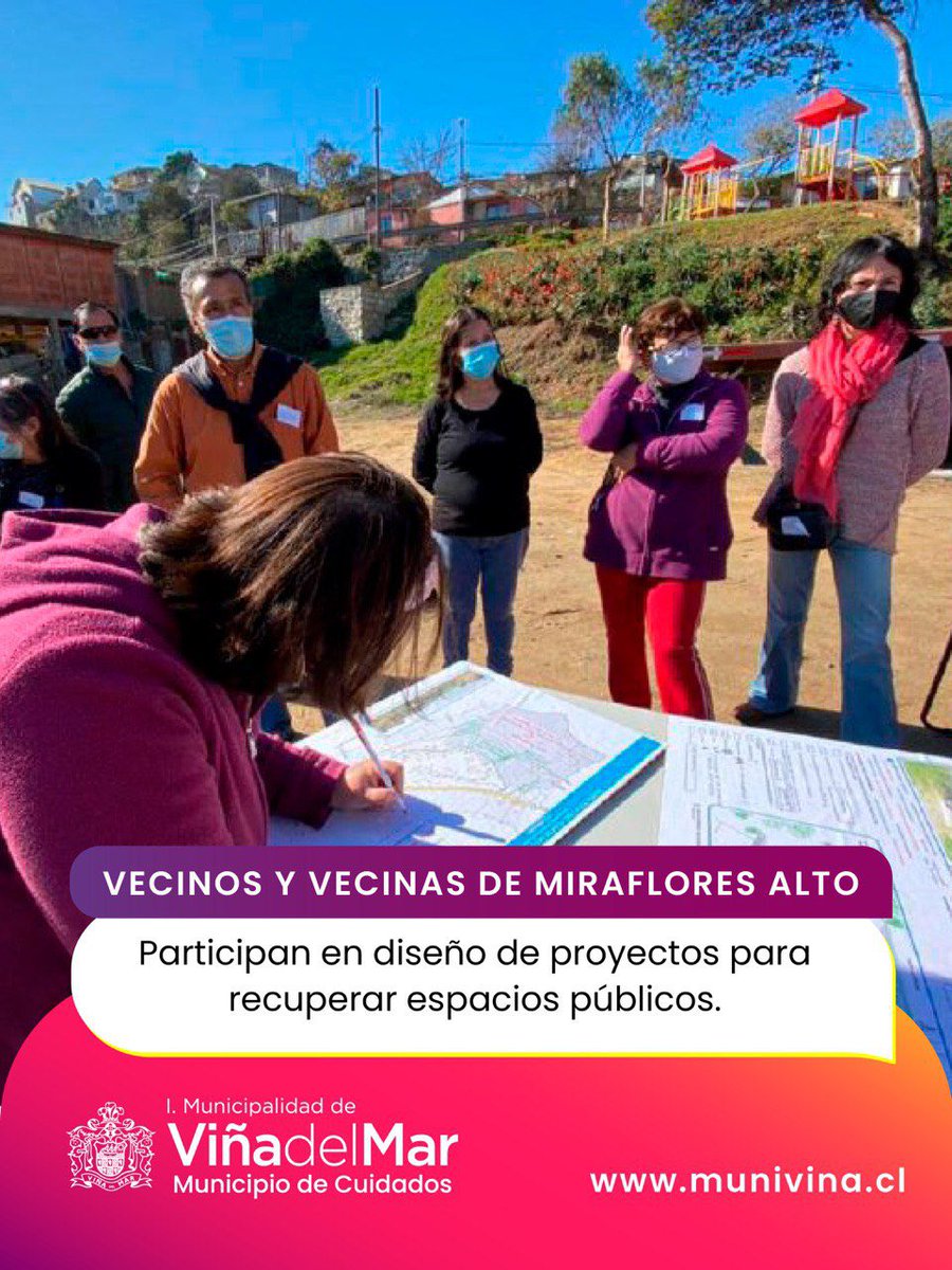 vinadelmar's tweet photo. 🔸Participación | A través de distintas actividades se está desarrollando el proceso participativo para el diseño de proyectos como el “Eco Mirador” del Barrio Eleonor Roosevelt de Miraflores Alto, que se desarrolla en el marco del Programa Quiero Mi Barrio. https://t.co/uyECWXi6mX
