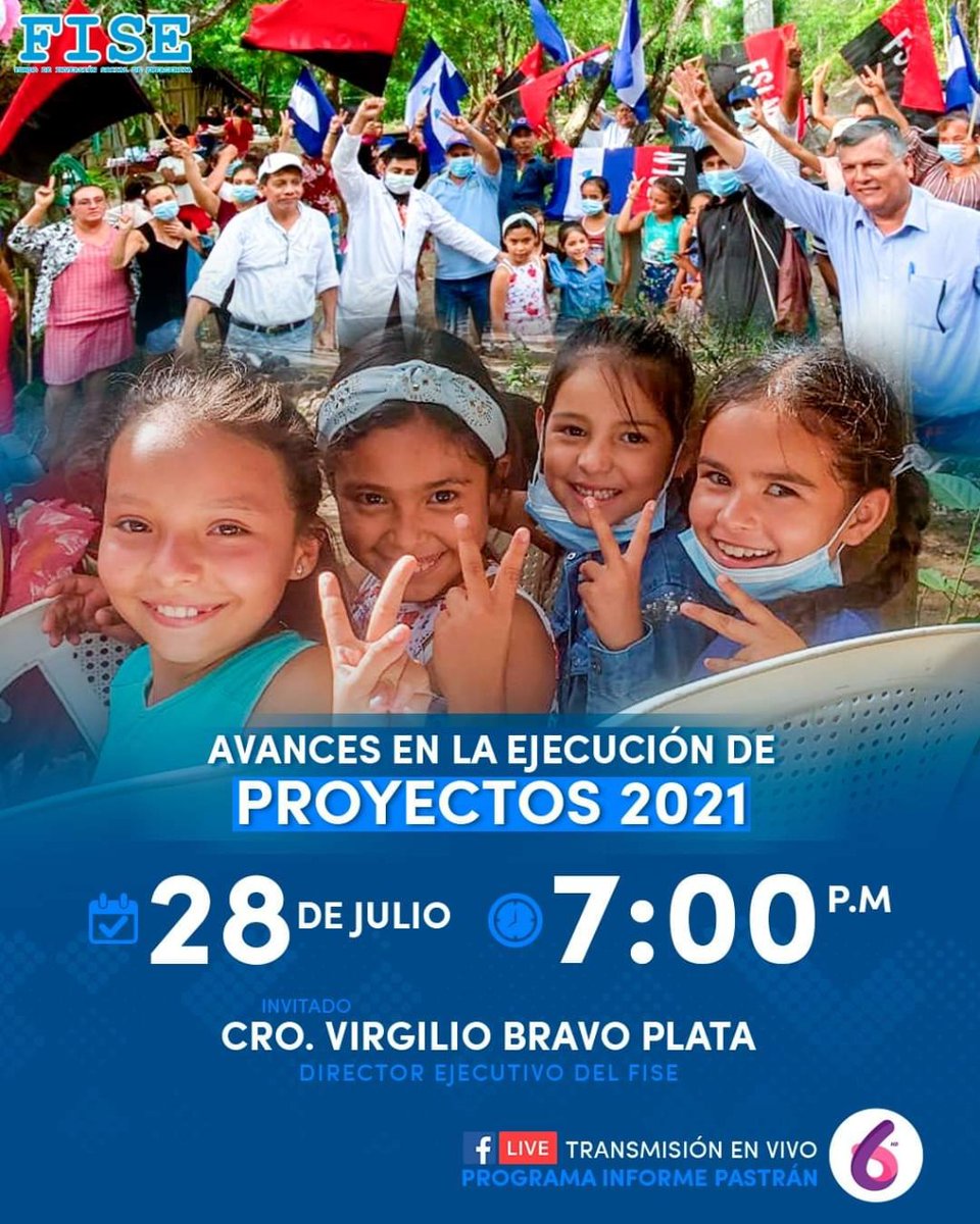 Canal6Nicaragua's tweet photo. Hoy en el Programa #InformePastranTv con el Periodista y Productor @AdolfoPastran, nos estará acompañando Virgilio Bravo, Director Ejecutivo del FISE. 
https://t.co/BDmqWjBjEo https://t.co/GUm6cuIPb6