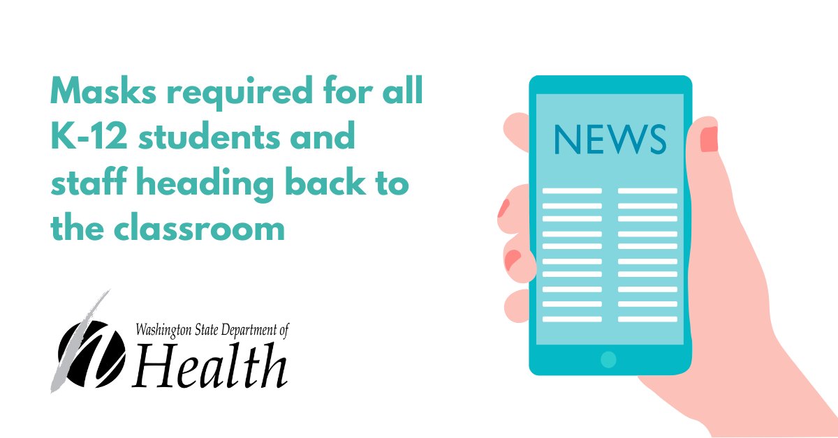 WADeptHealth's tweet photo. DOH released updated guidance for the '21-'22 school yr. DOH’s guidance aims to minimize transmission &amp; maximize in-person instruction &amp; is informed by the latest science, recently released @CDCgov guidance, &amp; recommendations from @AmerAcadPeds.

Details: https://t.co/9hvejIIN9z https://t.co/T42wFwYNP2