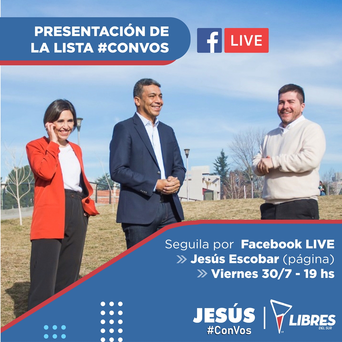jesusescobarnqn's tweet photo. 👉 Este viernes presentamos de manera virtual la lista que va con #ConVos. 
✔ Y ésta vez vamos a estar todes, la lista completa que me acompañará en las PASO. 
📣 Sumate al Live que haremos desde la página de Facebook. https://t.co/X8Kr6gN3NM