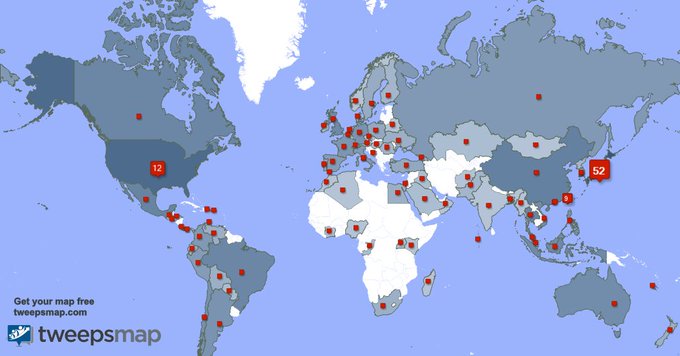 My followers live in 85 countries: Japan(52%), USA(12%)... https://t.co/BG6XHVwxHb
Get your free map! 