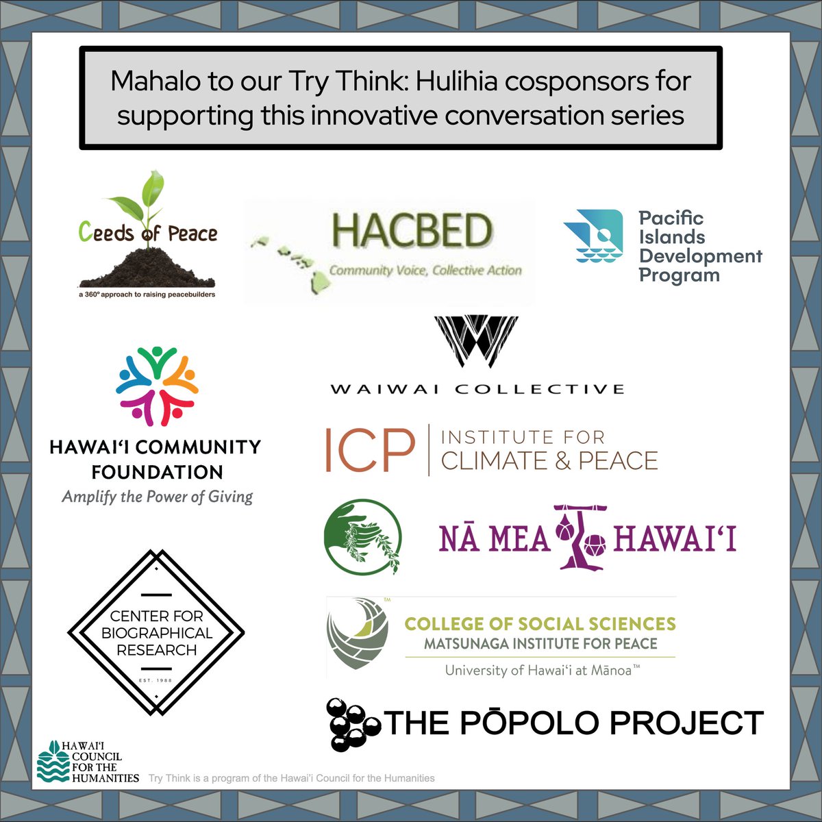 ClimateAndPeace's tweet photo. Join our next #TryThink Hulihia events, Friday, July 30th.
⭐️An Aloha ‘Āina Economy—Give, Take, Regenerate
⭐️Activist Genealogy: Visions and Enactments of Solidarity Across Black and Kanaka Maoli Movements
⭐️Hawai’i Needs to Stand Governing on Its Head
https://t.co/OYVCsWdZYO https://t.co/Cxca7BX7rO