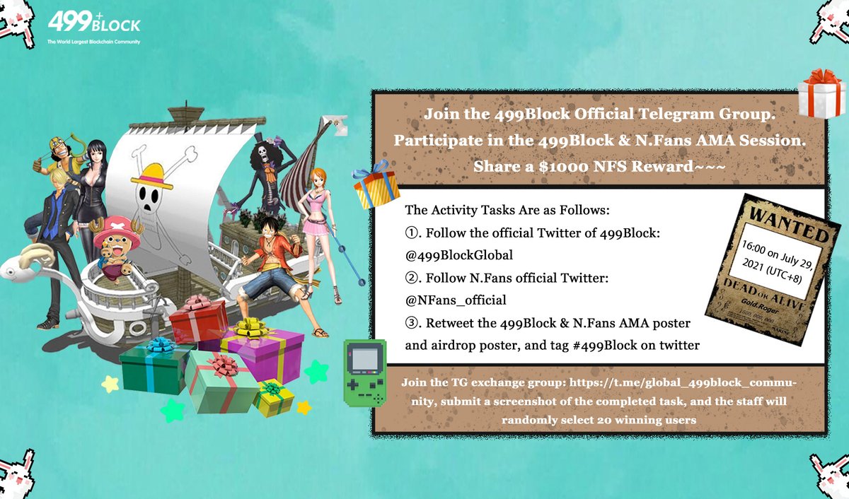 499_DAO's tweet image. Join the 499Block Official Telegram Group. Participate in the 499Block &amp;amp; N.Fans AMA Session. Share a $1000 NFS Reward~~~
@NFans_official