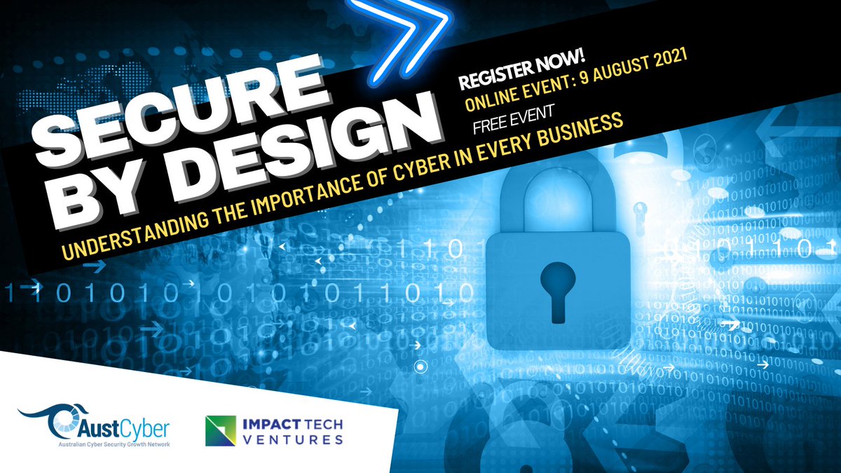 AustCyber (@austcyber) on Twitter photo #FREE online 'Secure by Design' #workshop: 9 August 2021.
Join an expert panel including <a href="/AustCyber/">AustCyber</a>'s <a href="/Mich11775/">Michelle P</a> and <a href="/IoTAA1/">IoTAA</a>'s <a href="/FrankZeichner/">Frank Zeichner</a>
to understand why 'Secure by Design' is important for your business.
You can register here - lnkd.in/g34KrEP #FREE online 'Secure by Design' #workshop: 9 August 2021.
Join an expert panel including <a href="/AustCyber/">AustCyber</a>'s <a href="/Mich11775/">Michelle P</a> and <a href="/IoTAA1/">IoTAA</a>'s <a href="/FrankZeichner/">Frank Zeichner</a>
to understand why 'Secure by Design' is important for your business.
You can register here - lnkd.in/g34KrEP