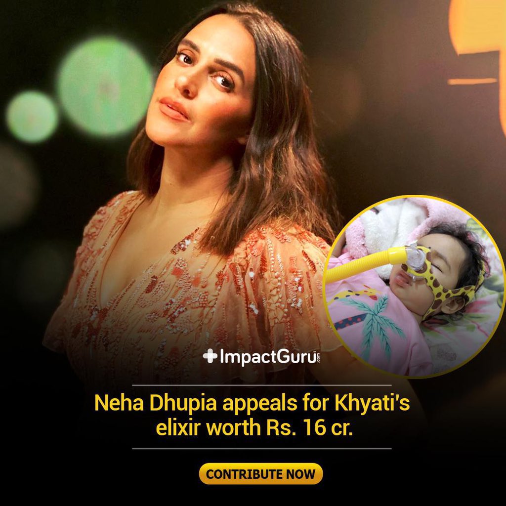 Neha Dhupia is supporting the #SaveKhyati campaign.

If you haven’t donated for <a href="/HelpKhyati/">Khyati Fights SMA</a> , plz consider doing so now. We have a long way to go, need another 12 crores ASAP.

Donate here: bit.ly/savekhyati